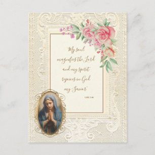 Religieuze scripts Verse Virgin Mary Floral Briefkaart