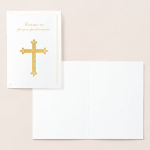Religieuze speciale gelegenheid gouden kruis folie kaarten