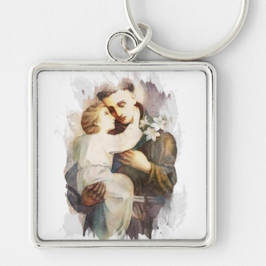Religieuze St. Anthony Baby Jesus Sleutelhanger (Voorkant)