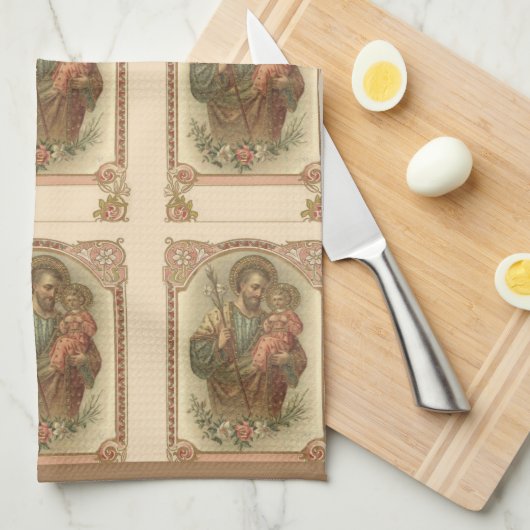 Religieuze St. Joseph en het kind Jezus Theedoek (Quarter Fold)