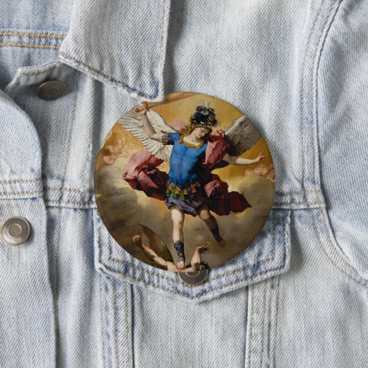 Religieuze St. Michael the Archangel Ronde Button 4,0 Cm (In situ)