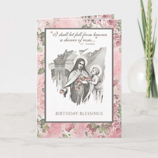 Religieuze St. Therese katholieke Nun Floral Card Kaart (Voorkant)