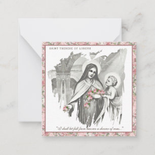 Religieuze St. Therese katholieke Nun Floral Card Notitiekaartje