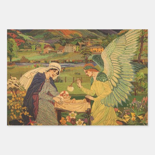 religieuze tapsbouw met Baby Jezus Christus Inpakpapier Vel (Voorkant 3)