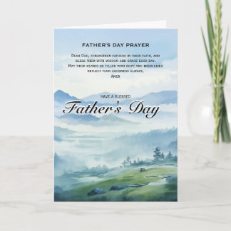 Religieuze Vaderdag Blauwe Aquarel Natuur Kaart