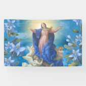 Religieuze veronderstelling van Mary Angels Blue F Spandoek (Horizontaal)