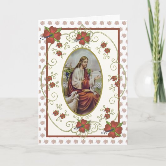 Religieuze Vintage Jesus Good Shepherd Bedankkaart (Voorkant)