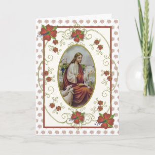 Religieuze Vintage Jesus Good Shepherd Bedankkaart