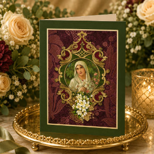 Religieuze vintage Maagd Maria verjaardag Schrift Kaart