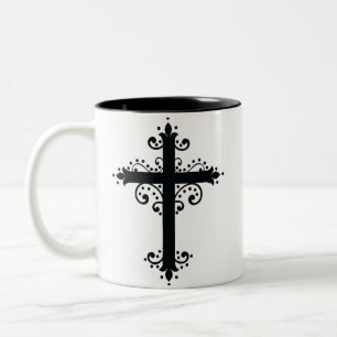 Religion Cross met een ornament Tweekleurige Koffiemok