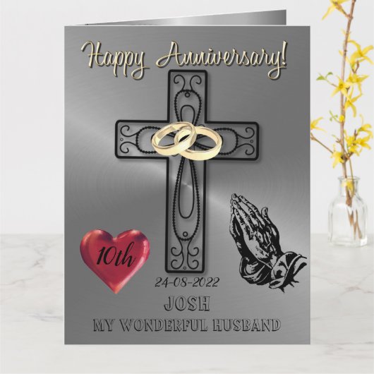 Religions Anniversaire Chrétien Carte Pour Mari (Fleur jaune)