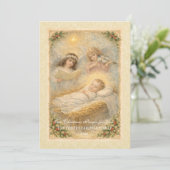 Religious Baby Jesus Angels Scripture  Feestdagenkaart (Staand voorkant)