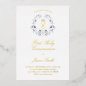 religious Catholic First Holy Communion Folie Uitnodiging (Voorkant)