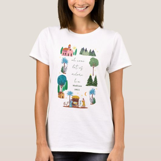 Religious Christmas Nativity Scene T-shirt (Voorkant)