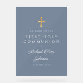 Religious Dusty Blue Boy First Communion Welcome (Recto)