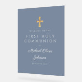 Religious Dusty Blue Boy First Communion Welcome (Angle)