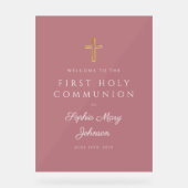 Religious Dusty Pink Girl First Communion Welcome (Recto)
