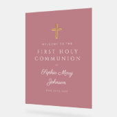 Religious Dusty Pink Girl First Communion Welcome (Angle)