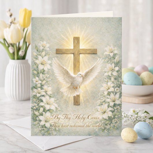 Religious Easter Scripture Lilies Cross Feestdagen Kaart