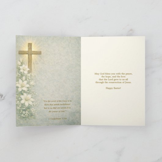 Religious Easter Scripture Lilies Cross Feestdagen Kaart (Binnen)