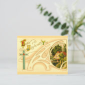 Religious Easter with Cross & Vignette Feestdagenkaart (Staand voorkant)