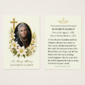 Religious Funeral Memorial Photo Prayer  (Devant & derrière)