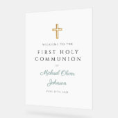 Religious Green Boy First Communion Welcome (Angle)