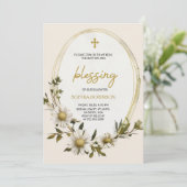 Religious invitation card with floral design (Debout devant)