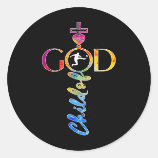 Religious Jesus Soccer Child Of God Soccer _1  Ronde Sticker