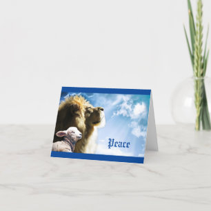 Religious Lion and Lamb Christmas Wenskaart Feestdagen Kaart