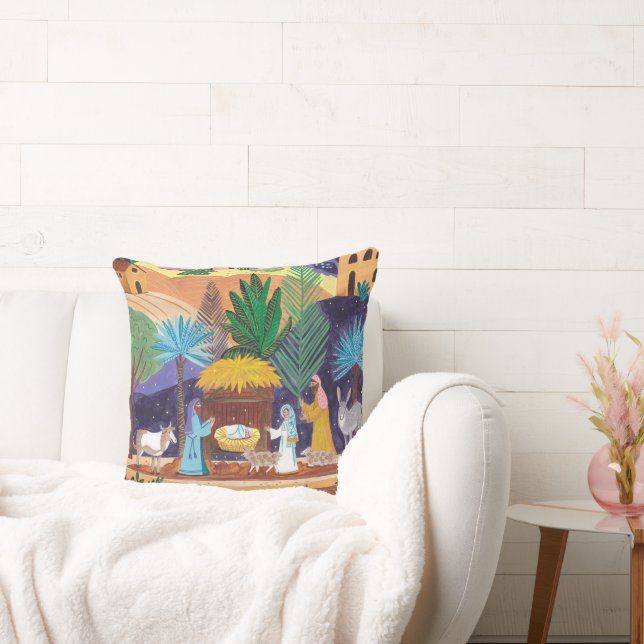 Religious Nativity Scene Glory to God Christmas Kussen (Bank)