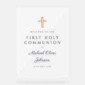 Religious Navy Blue Boy First Communion Welcome (Recto)