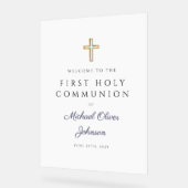 Religious Navy Blue Boy First Communion Welcome (Angle)