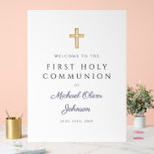 Religious Navy Blue Boy First Communion Welcome (Mariage)