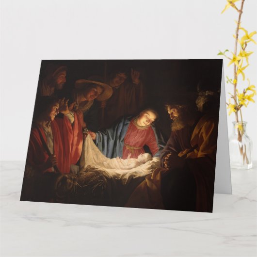 Religious Themed Christmas Card Kaart (Gele Bloem)