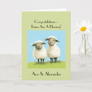 Religious Twin Baby shower Gefeliciteerd, Tweeling Kaart