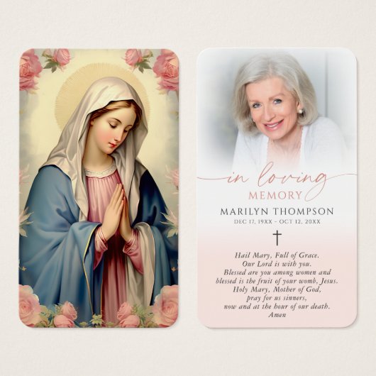 Religious Virgin Mary Cross Prayer Card (Devant & derrière)