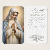 Religious Virgin Mary Cross Sympathy Prayer Card (Devant & derrière)