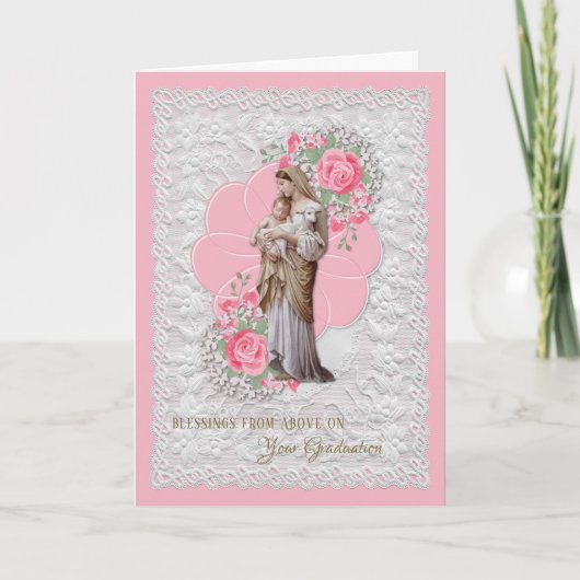 Religious Virgin Mary Jesus Catholic Afstuderen Feestdagen Kaart (Voorkant)