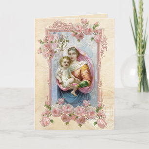 Religious Virgin Mary Jesus Catholic Vintage Kaart
