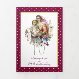 Religious Virgin Mary Jesus Prayer Valentijn Drieluik Kaart
