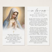Religious Virgin Mary Memorial Funeral Prayer Card Visitekaartje (Voorkant /achterkant)