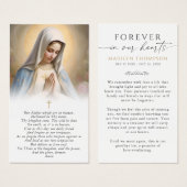Religious Virgin Mary Photo Sympathy Prayer Card (Devant & derrière)