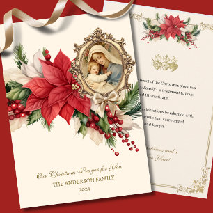 Relisious Kerst Poinsettia Moeder Maria Jezus Feestdagenkaart