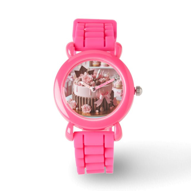 Relógio Aniversário Rosa Infantil Horloge (Voorkant)