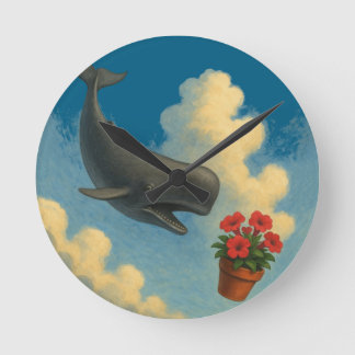 Relógio de Parede Whale & Bowl Of Petunias Ronde Klok