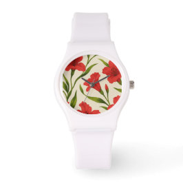 relógio florais vermelha horloge