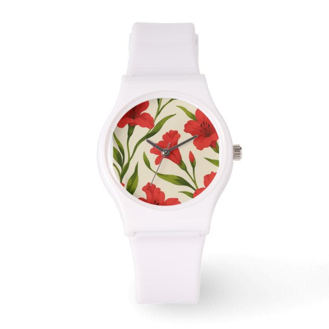 relógio florais vermelha  horloge (Voorkant)