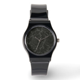 Relogio Renda floral detalhada em preto desing Horloge