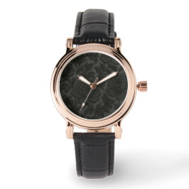 Relogio Renda floral detalhada em preto desing Horloge